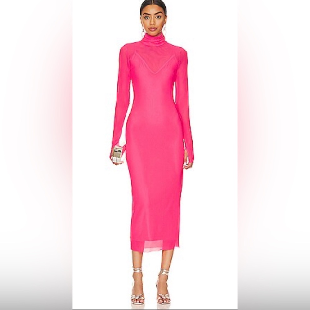 AFRM Shailene Long Sleeve Body-Con Midi Dress in pink